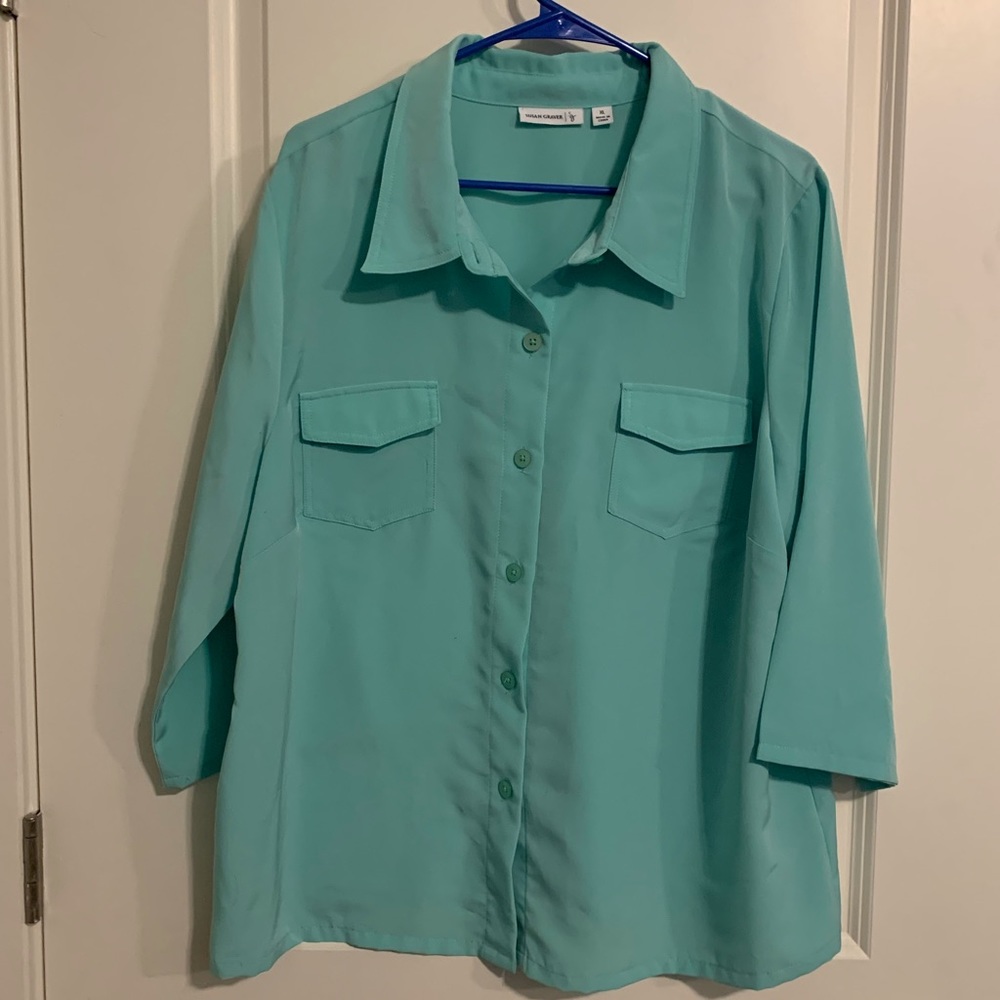 Susan Graver Teal, 3/4 sleeve, shirt